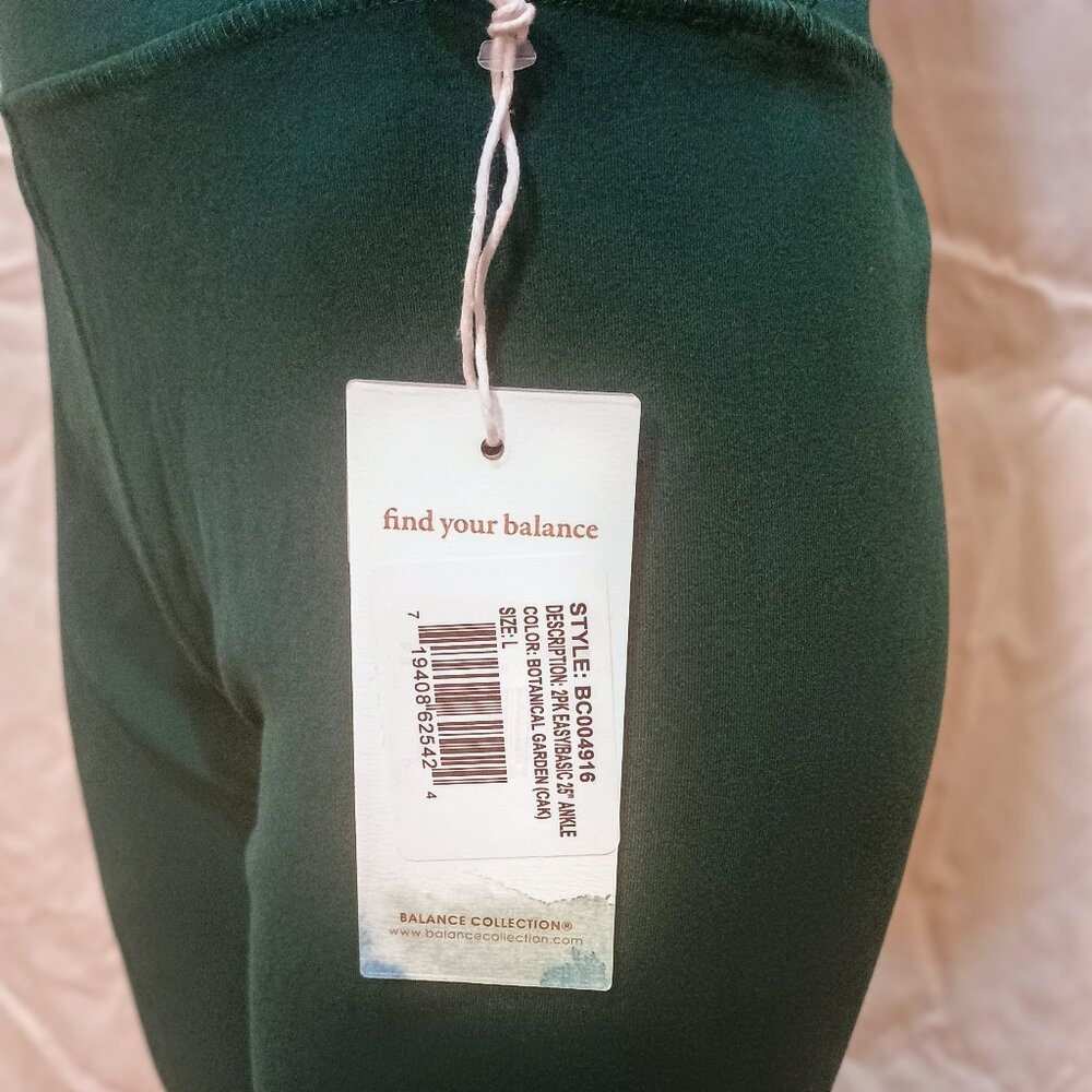 Balance Collection Hunter Green Active Leggings Yoga Large NEW